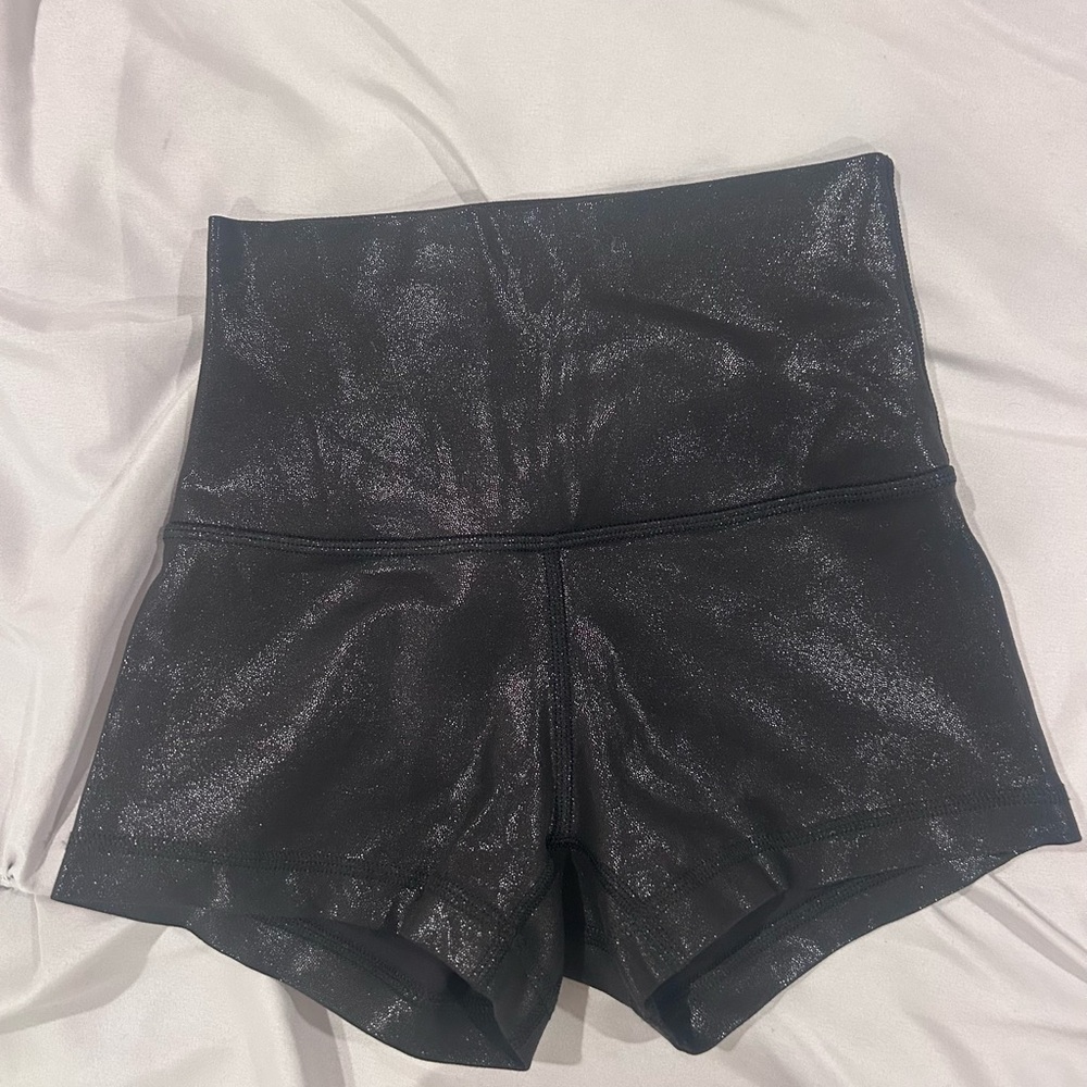 black lululemon metallic align shorts size 0